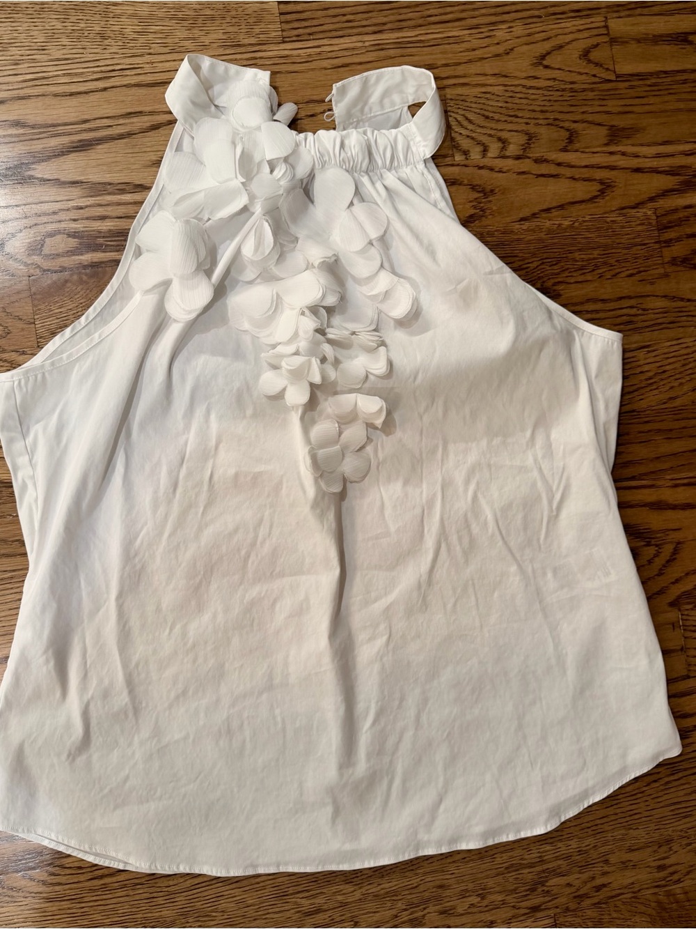 Women’s White Halter Floral Appliqué Top